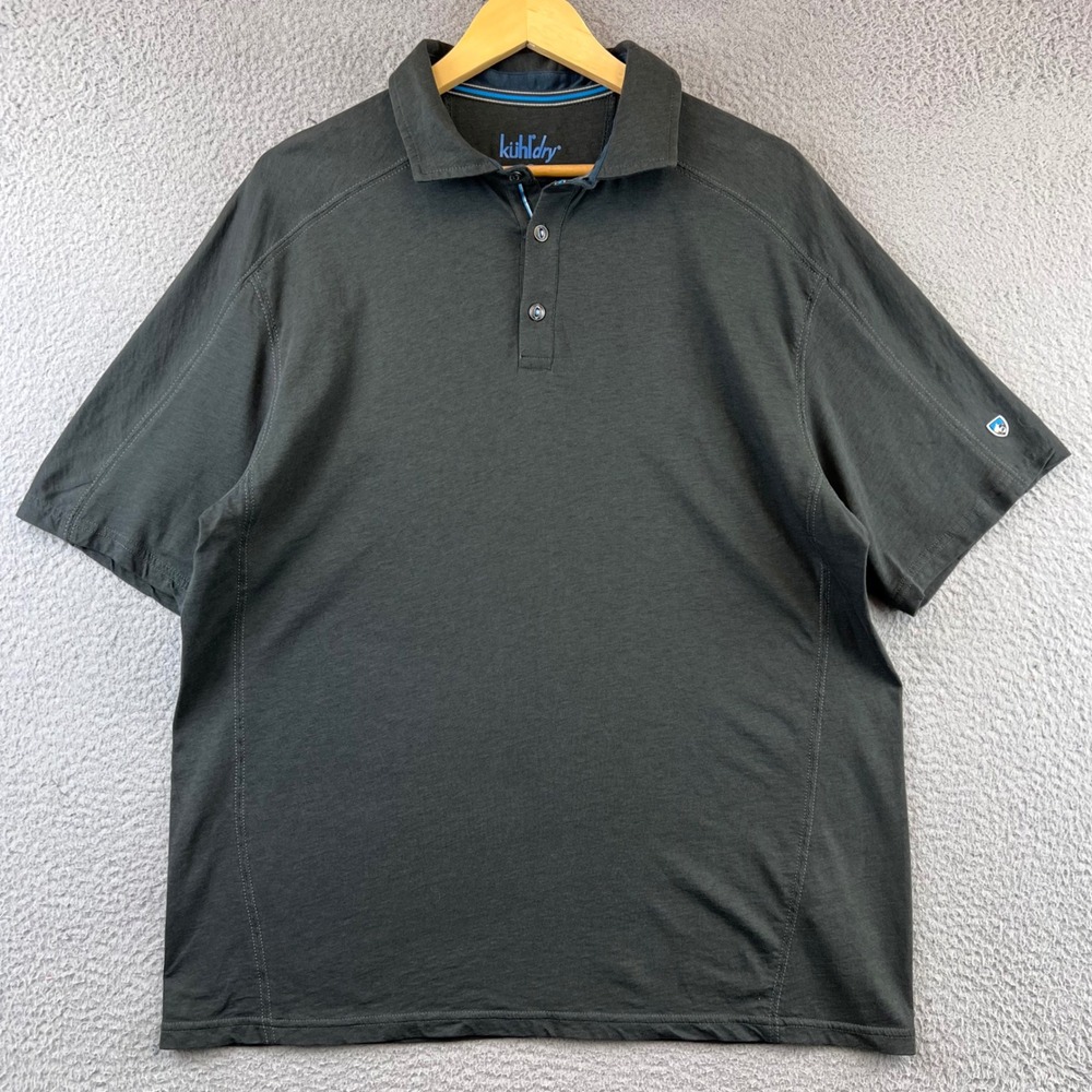 Kuhl Men's Gray Performance Polo Shirt Short Sleeve XL Organic Cotton Blend